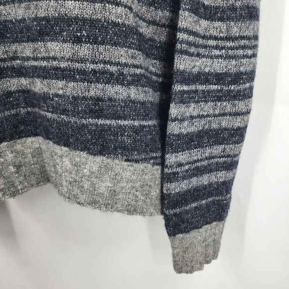 DENHAM Men's Merino Wool Alpaca Mock Neck Striped Sweater Gray‎ Blue EU Size M - Picture 3 of 10